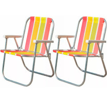 Kit 2 Cadeiras de praia varanda alta em alum�nio - CAD0047