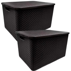 Kit 2 Caixas organizadoras com tampa 15 litros - Rattan