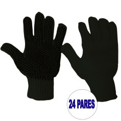Kit 24 pares de luvas de malha pigmentada tricotada preta