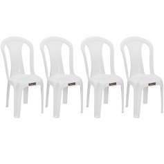Kit 4 cadeiras pl�sticas sem bra�o bistr� - Pratagy