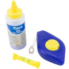 Giz de linha para drywall 30 metros com fio marcador azul e mini n�vel - 2313