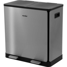 Lixeira dupla inox retangular 30L com pedal