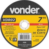 Disco de corte para metal 180  x 3,0  x 22,23 mm - VDR02