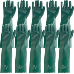 Kit 5 pares de luva pvc lisa com forro de algod�o 65 cm - PLV 0065