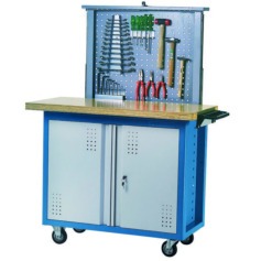 Bancada m�vel com 2 portas e tampo de madeira + painel retr�til - 2007