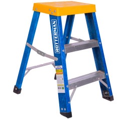 Escada banqueta de fibra de vidro 2 degraus + patamar 60 cm