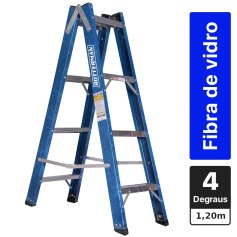 Escada tesoura dupla em fibra de vidro 4 degraus 1,2 m - Premium