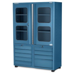 Arm�rio para ferramentas com 3 prateleiras 9 gavetas e portas de vidro - AM-1024