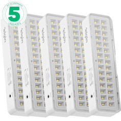 Kit 5 Lumin�rias de emerg�ncia 30 Leds branca
