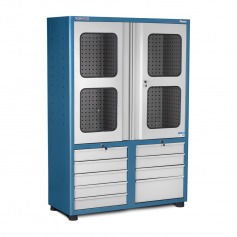 Arm�rio para ferramentas com 3 prateleiras 9 gavetas e portas de vidro - AM-69