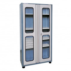 Armário compacto com 2 prateleiras reguláveis e 3 gavetas porta de vidro Armário compacto com 2 prateleiras reguláveis e 3 gavetas porta de vidro