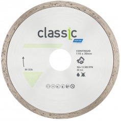Disco diamantado continuo 110 x 20 mm para porcelanato - Classic
