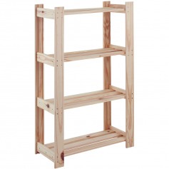 Estante Modulare em madeira pinus com 4 prateleiras 62,2 x 30,2 x 107,2 cm 