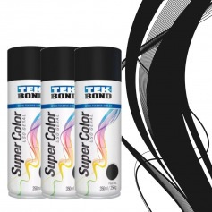 Kit 3 tintas spray preto fosco de uso geral 350 ml