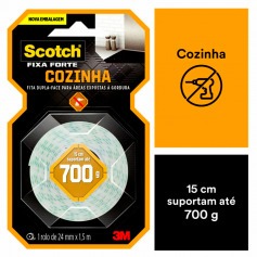 Fita dupla face 24 mm x 1,5 metros cozinha - Fixa Forte