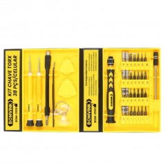 Jogo de bits e chaves de precis�o para celular 38 pe�as com estojo - BOM-3109