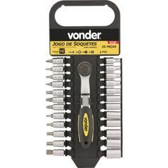 Jogo de soquete sextavado 4 a 13 mm com 25 pe�as
