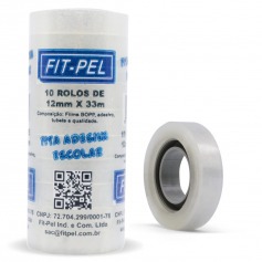 Fita adesiva 12 mm x 33 m com 10 pe�as cristal - 10100501
