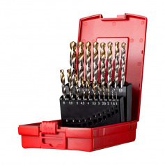 Jogo de brocas de a�o r�pido 1 a 10 mm ponta revestida tit�nio com 19 pe�as - A095201