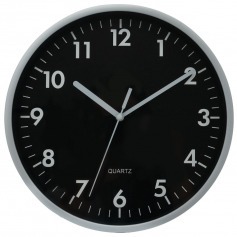 Rel�gio de parede 25 cm de vidro com borda prata - YR10PA