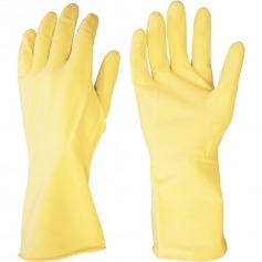 Luva de l�tex antiderrapante com forro amarela