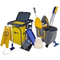 Kit para limpeza profissional cinza e amarelo com 10 peças - Titan Kit para limpeza profissional cinza e amarelo com 10 peças - Titan