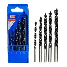 Jogo de broca para madeira 3 pontas 4 a 10 mm com 5 pe�as - 29.086