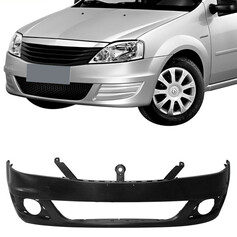 Para-choque Logan 2010 a 2014 dianteiro preto com furo para farol - 4050