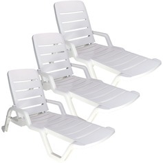 Kit 3 Espregui�adeiras em polipropileno 4 posi��es branca - Leblon