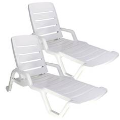 Kit 2 Espregui�adeiras em polipropileno 4 posi��es branca - Leblon