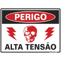 Placa sinalizadora em poliestireno Perigo Alta Tens�o - 220BE