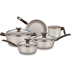 Jogo de panelas antiaderentes 5 pe�as baunilha Aurea - 1275