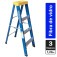 Escada tesoura simples em fibra de vidro 3 degraus + patamar 1,20 m- Premium